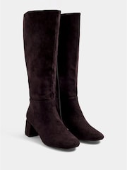 Yours Curve Brown Wide Fit Almond Toe Block Heel Boots - Image 2 of 5