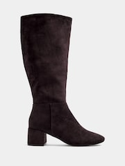 Yours Curve Brown Wide Fit Almond Toe Block Heel Boots - Image 3 of 5