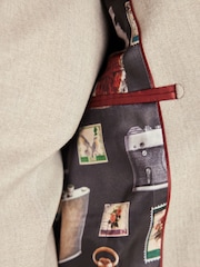 Neutral Slim Fit Herringbone Suit Jacket - Image 10 of 11