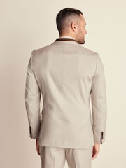 Neutral Slim Fit Herringbone Suit Jacket - Image 3 of 11