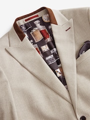 Neutral Slim Fit Herringbone Suit Jacket - Image 6 of 11
