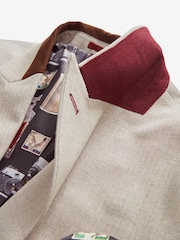 Neutral Slim Fit Herringbone Suit Jacket - Image 7 of 11