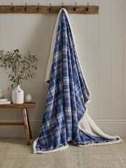 Dreams & Drapes Navy Bennet Check Sherpa Reverse Throw - Image 1 of 5