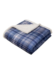 Dreams & Drapes Navy Bennet Check Sherpa Reverse Throw - Image 3 of 5