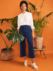White Stuff Blue Belle Wide Leg Cropped Trousers - Image 1 of 5