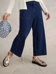 White Stuff Blue Belle Wide Leg Cropped Trousers - Image 5 of 5