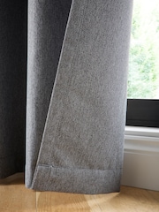 Curtina Charcoal Plain Twill Blackout Pair of Eyelet Curtains - Image 4 of 5