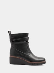 Crno - Yours Curve Faux Leather Wedge Boots - Slika 3 od 5