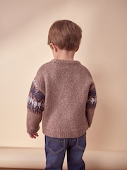 Neutral Fairisle Fairisle Pattern Crew Neck Knitted Jumper (3mths-7yrs) - Image 3 of 7