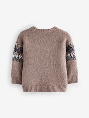 Neutral Fairisle Fairisle Pattern Crew Neck Knitted Jumper (3mths-7yrs) - Image 6 of 7