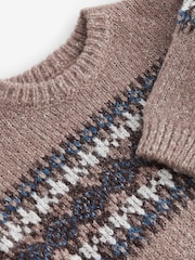 Neutral Fairisle Fairisle Pattern Crew Neck Knitted Jumper (3mths-7yrs) - Image 7 of 7