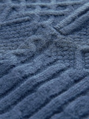 Navy Blue Cable Knit Zip Neck Jumper (3mths-7yrs) - Image 8 of 8