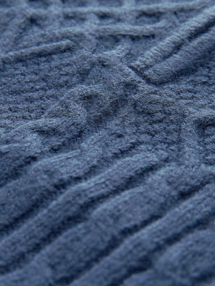 Navy Blue Cable Knit Zip Neck Jumper (3mths-7yrs) - Image 8 of 8