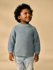 Blue Crew Neck Knitted Jumper (3mths-7yrs) - Image 3 of 8
