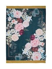 Laurence Llewelyn-Bowen Blue Bouquet List Velvet Throw - Image 2 of 6