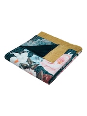 Laurence Llewelyn-Bowen Blue Bouquet List Velvet Throw - Image 3 of 6