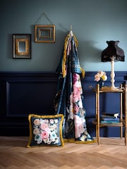 Laurence Llewelyn-Bowen Blue Bouquet List Velvet Throw - Image 5 of 6