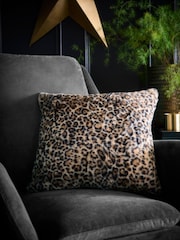 Fusion Natural Leopard Faux Fur Filled Cushion - Image 1 of 4