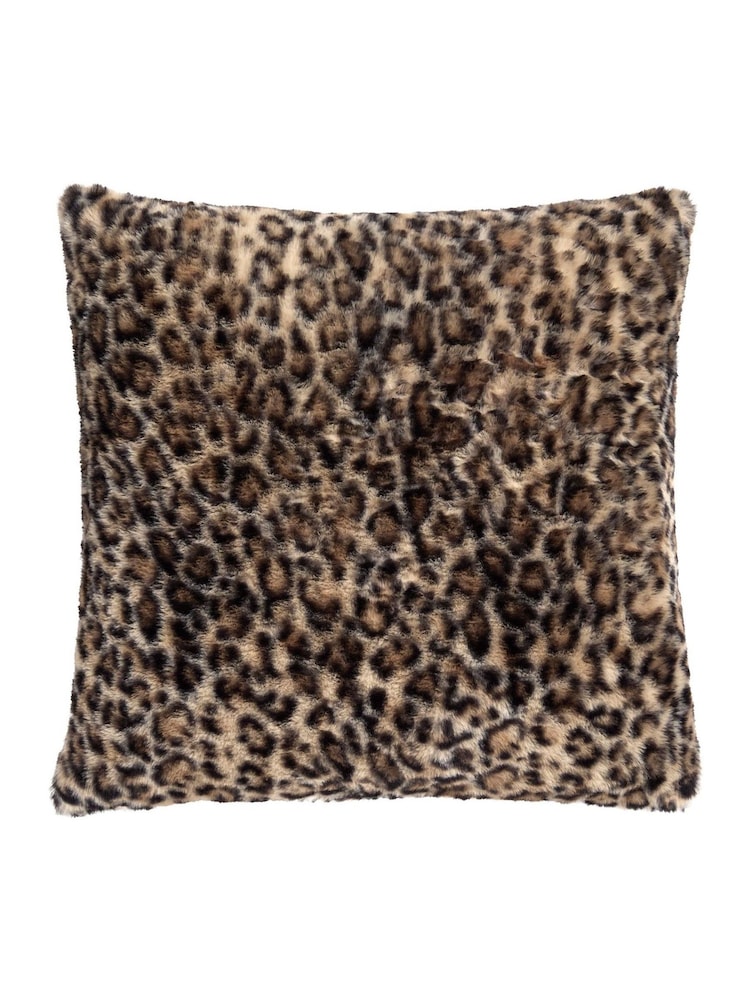Fusion Natural Leopard Faux Fur Filled Cushion - Image 2 of 4