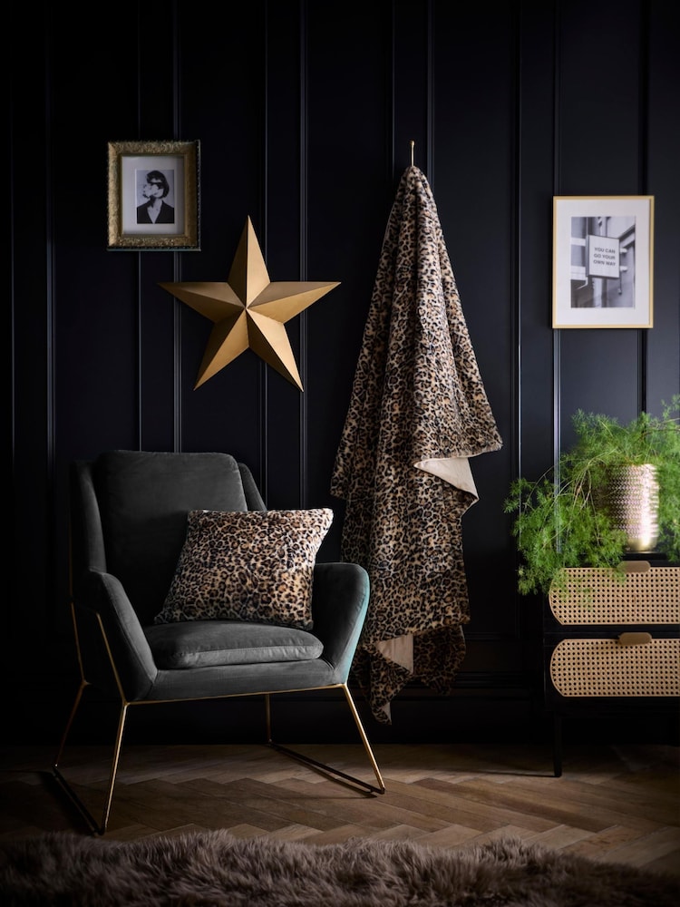 Fusion Natural Leopard Faux Fur Filled Cushion - Image 4 of 4