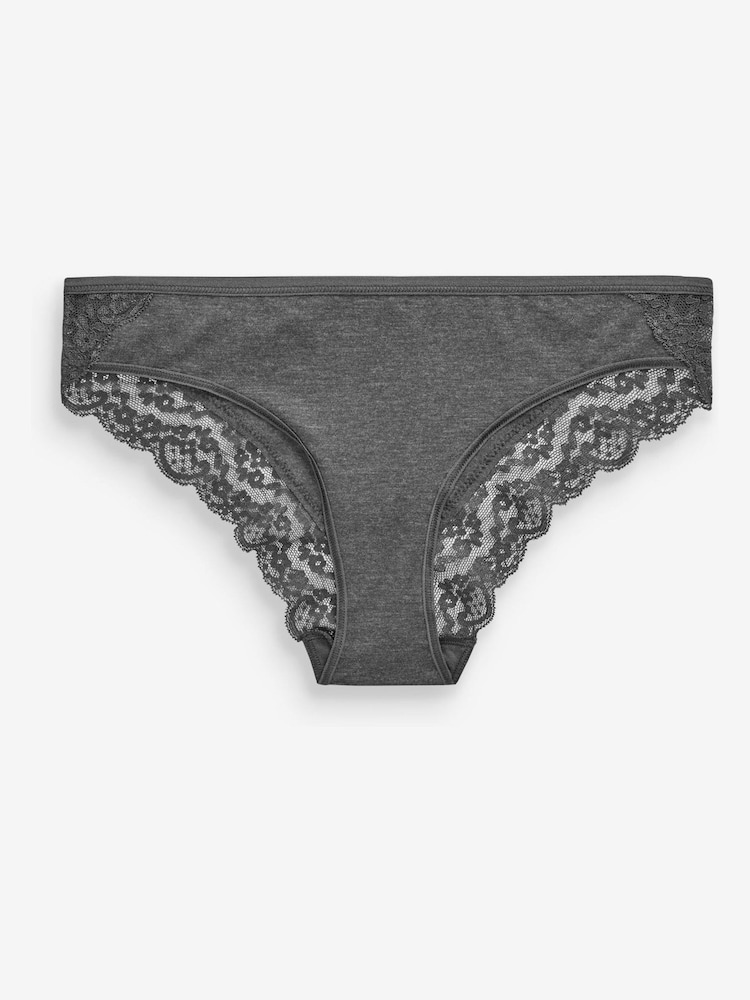 Grey Marl/Pink/Plum Bikini Lace Knickers 4 Pack - Image 10 of 11