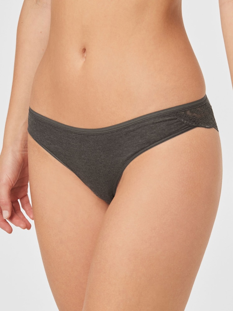 Grey Marl/Pink/Plum Bikini Lace Knickers 4 Pack - Image 3 of 11