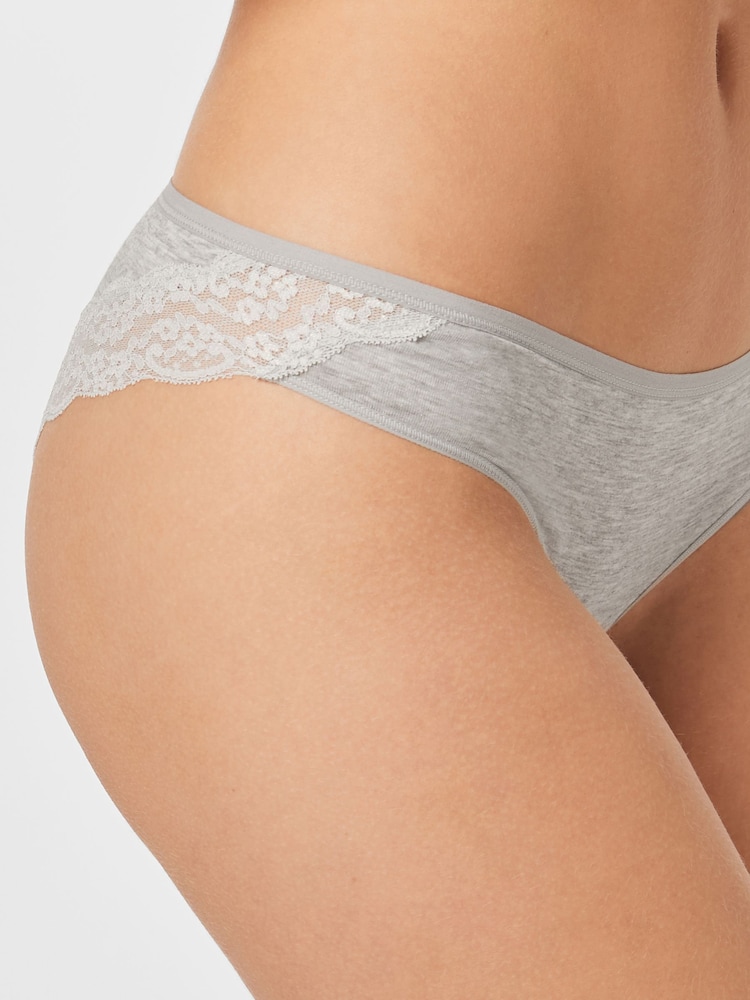 Grey Marl/Pink/Plum Bikini Lace Knickers 4 Pack - Image 7 of 11