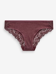 Grey Marl/Pink/Plum Bikini Lace Knickers 4 Pack - Image 9 of 11