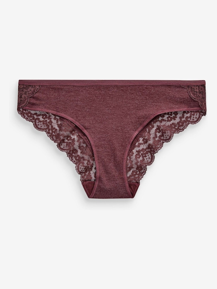 Grey Marl/Pink/Plum Bikini Lace Knickers 4 Pack - Image 9 of 11