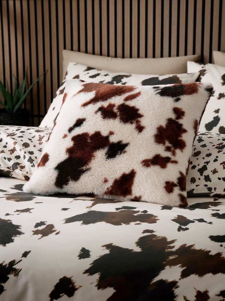 Fusion Natural Cow Print Faux Fur Filled Cushion - Image 1 of 3