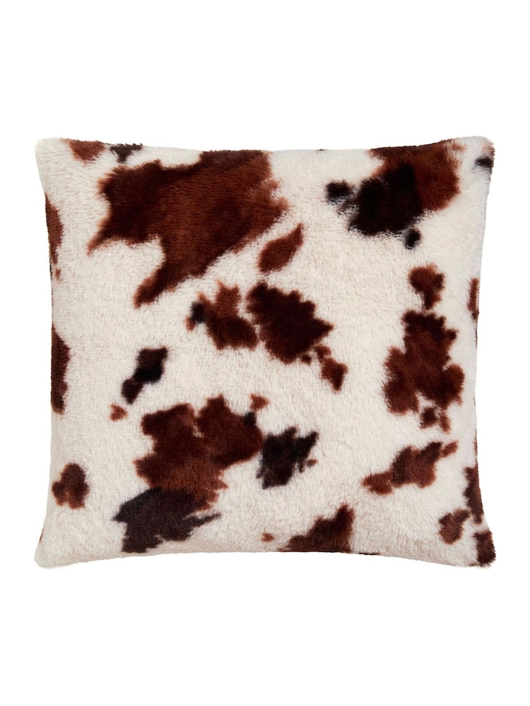 Fusion Natural Cow Print Faux Fur Filled Cushion - Image 3 of 3