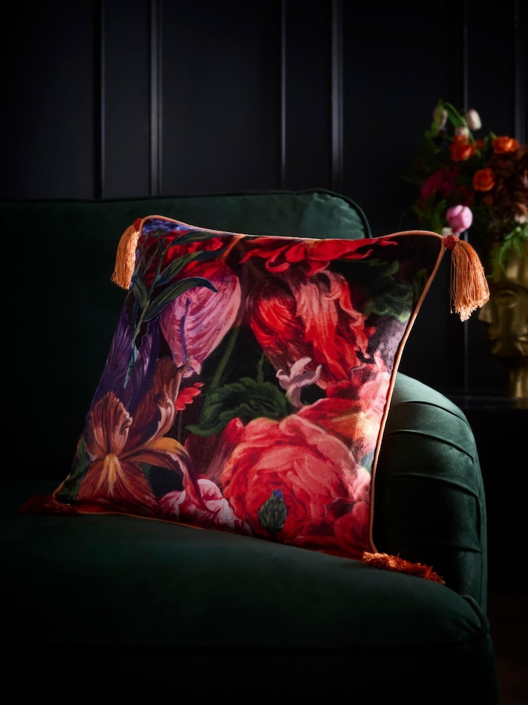 Laurence Llewelyn-Bowen Multi Grande Chintz Velvet Filled Cushion - Image 1 of 5 Laurence Llewelyn-Bowen Multi Grande Chintz Velvet Filled Cushion - Image 1 of 5