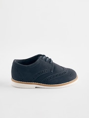 Navy Standard Fit (F) Smart Leather Brogue Shoes - Image 2 of 5