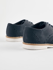 Navy Standard Fit (F) Smart Leather Brogue Shoes - Image 3 of 5