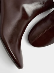 Yours Curve Brown Patent Almond Toe Block Heel Ankle Boots In Wide E Fit - Image 5 of 5