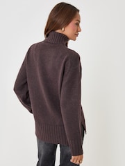 Threadbare Brown Oversized Roll Neck Jumper - Image 2 of 4