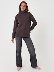 Threadbare Brown Oversized Roll Neck Jumper - Image 3 of 4