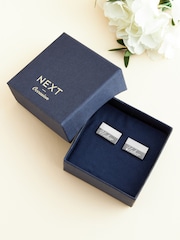 Silver Tone Usher Engraved Wedding Cufflinks - Image 3 of 5