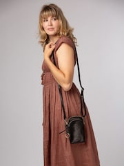 Conkca Black 'Raven' Leather Cross-Body Phone Bag - Image 1 of 7