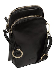 Conkca Black 'Raven' Leather Cross-Body Phone Bag - Image 7 of 7