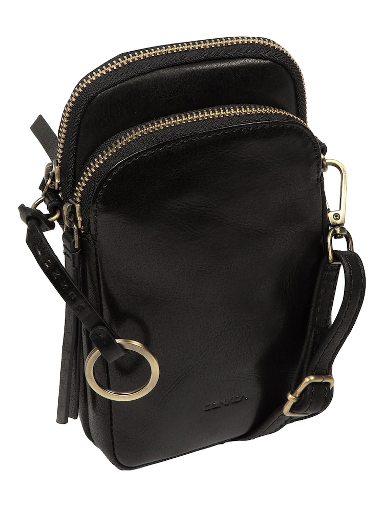 Conkca Black 'Raven' Leather Cross-Body Phone Bag - Image 7 of 7