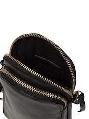 Negro - Bolso bandolera de piel para móvil Raven de Conkca - Imagen 8 de 8