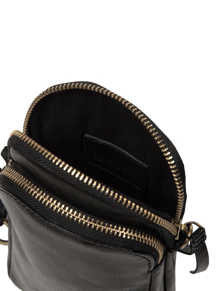 Negro - Bolso bandolera de piel para móvil Raven de Conkca - Imagen 8 de 8