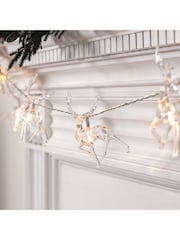 Lights4fun Clear 10 Warm White Reindeer Battery Operated Christmas Fairy Lights 1.7M - Image 1 of 1