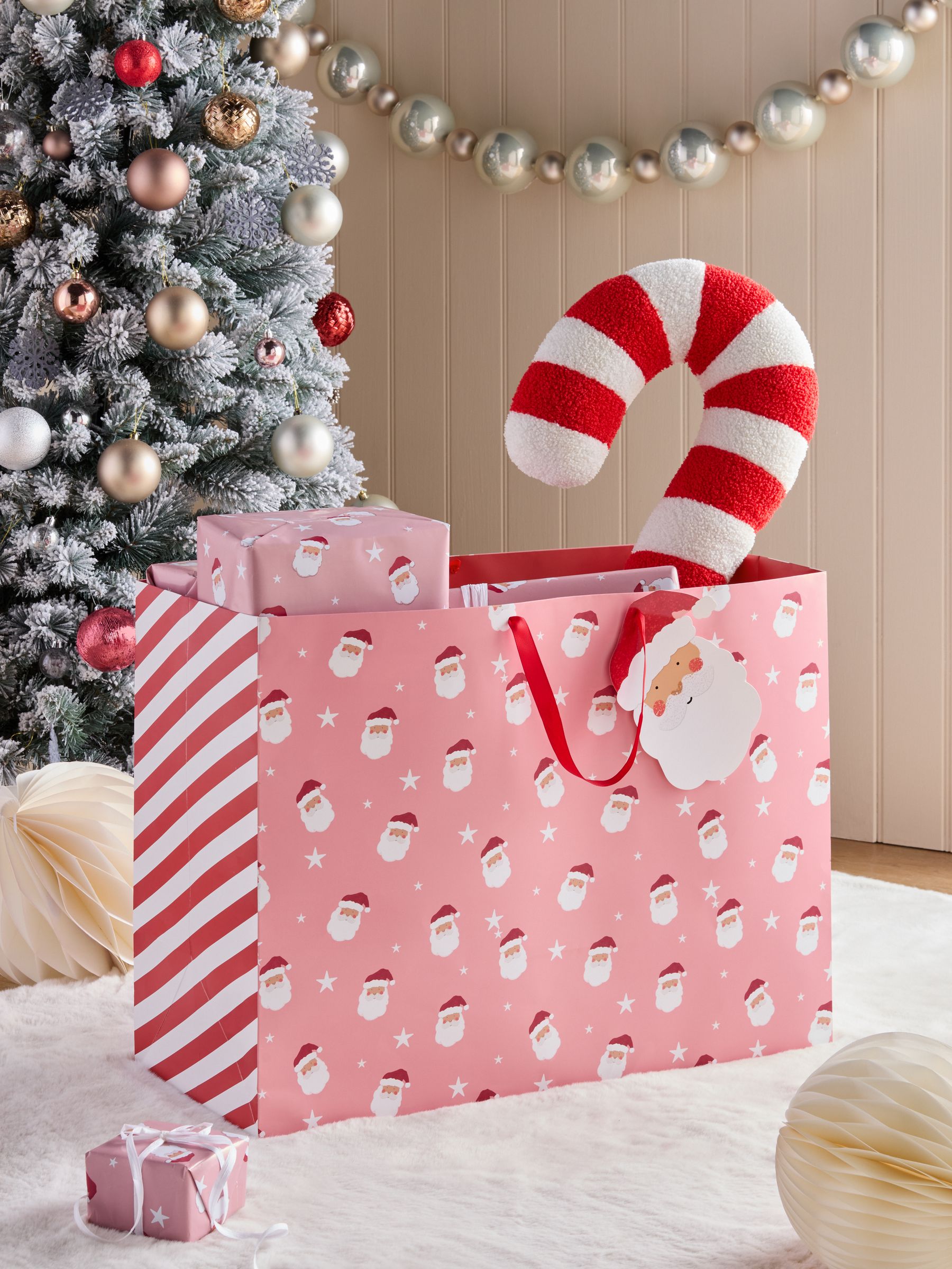 Pink Santa Christmas Large Gift Bags