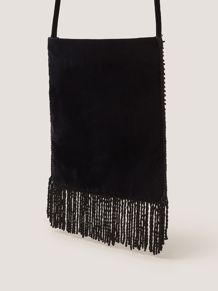 Monsoon Blue Dori Embroidered Fringe Cross-Body Bag - Image 2 of 4 Monsoon Blue Dori Embroidered Fringe Cross-Body Bag - Image 2 of 4