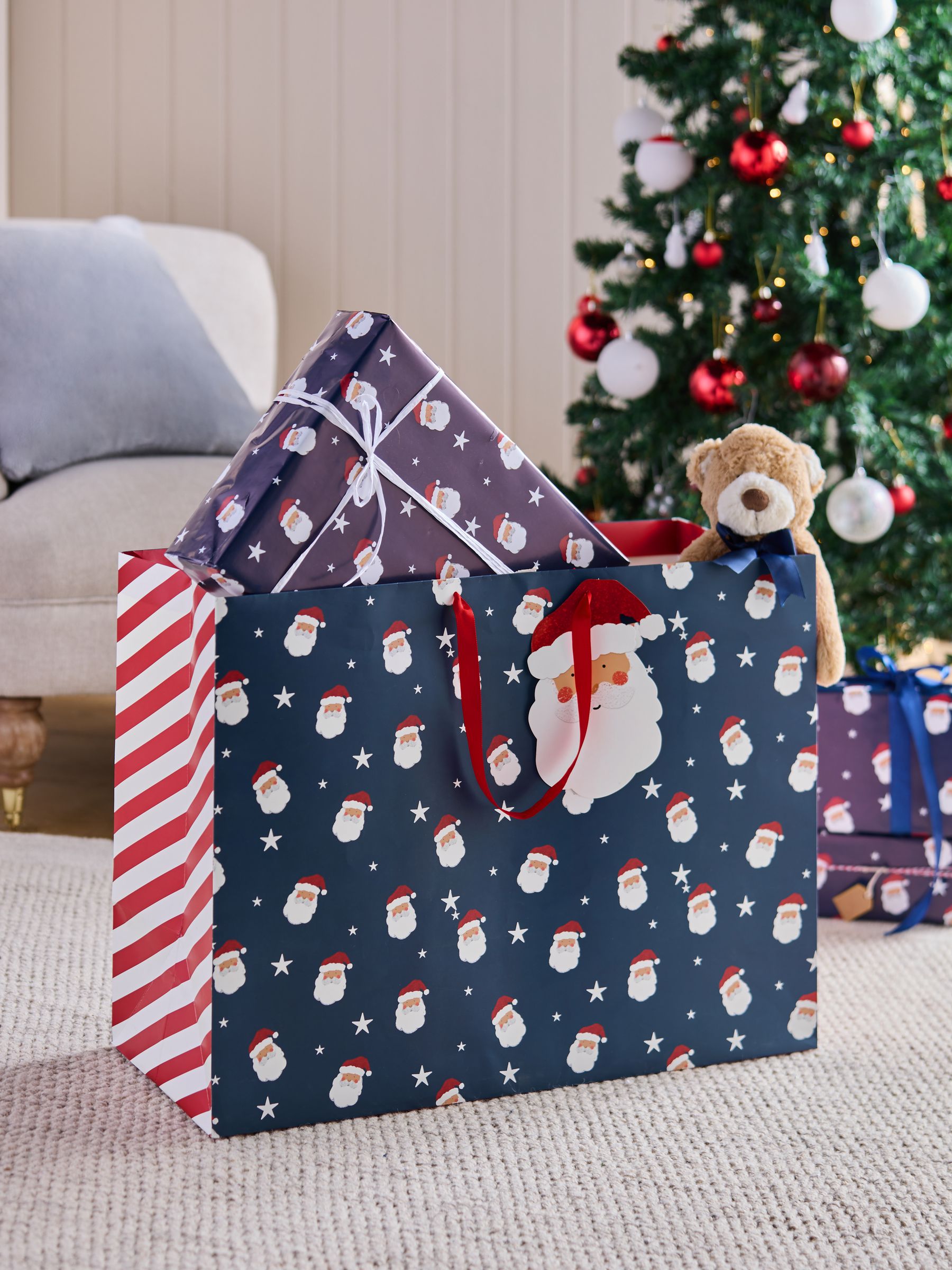 Buy Navy Santa Christmas Large Gift Bags from Next Bahrain