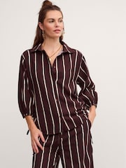 Monsoon Brown Callie Thorpe x Monsoon Stripe Linen Blend Shirt - Image 1 of 6