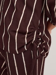Monsoon Brown Callie Thorpe x Monsoon Stripe Linen Blend Shirt - Image 3 of 6