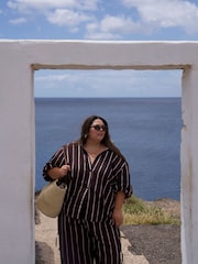 Monsoon Brown Callie Thorpe x Monsoon Stripe Linen Blend Shirt - Image 5 of 6